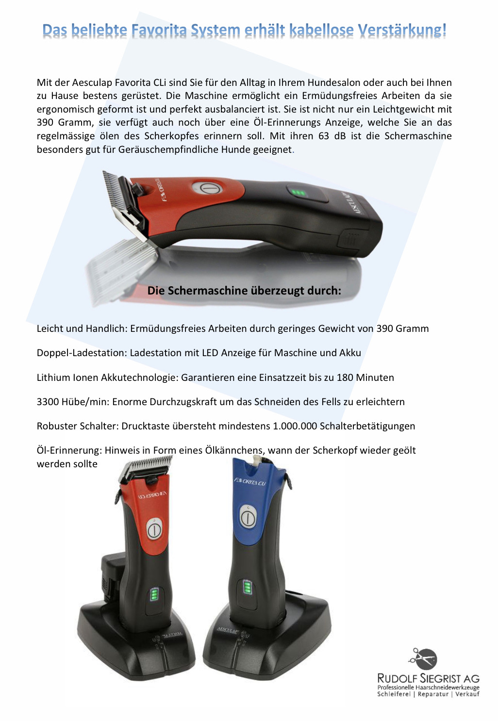 RUDOLF SIEGRIST AG Professionelle Haarschneidewerkzeuge, Fein